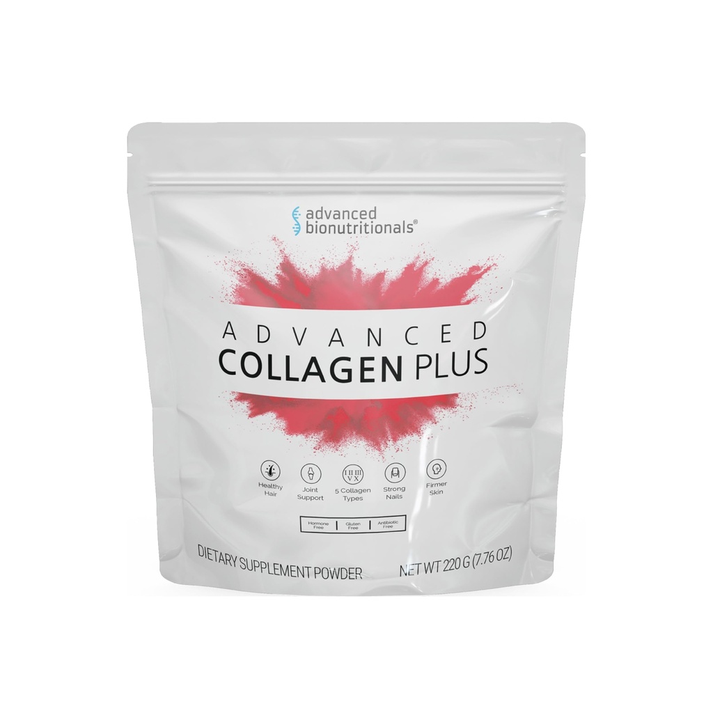 Advanced Collagen Plus Powder – 5 Types of Collagen (I, II, III, V, X) with Biotin & Chondroitin Sulfate – Υποστηρίζει το δέρμα, τα μαλλιά, τις αρθρώσεις & τα νύχια – Unflaved, Easy-Mix Formula