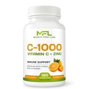 | C Vitamin C + ZINC | C - 1000 | VIT C 1000 mg | çinko 25mg | Citrus Bioflavonoids 25 mg | Non-GMO & Gluten Free | 120 Capsules