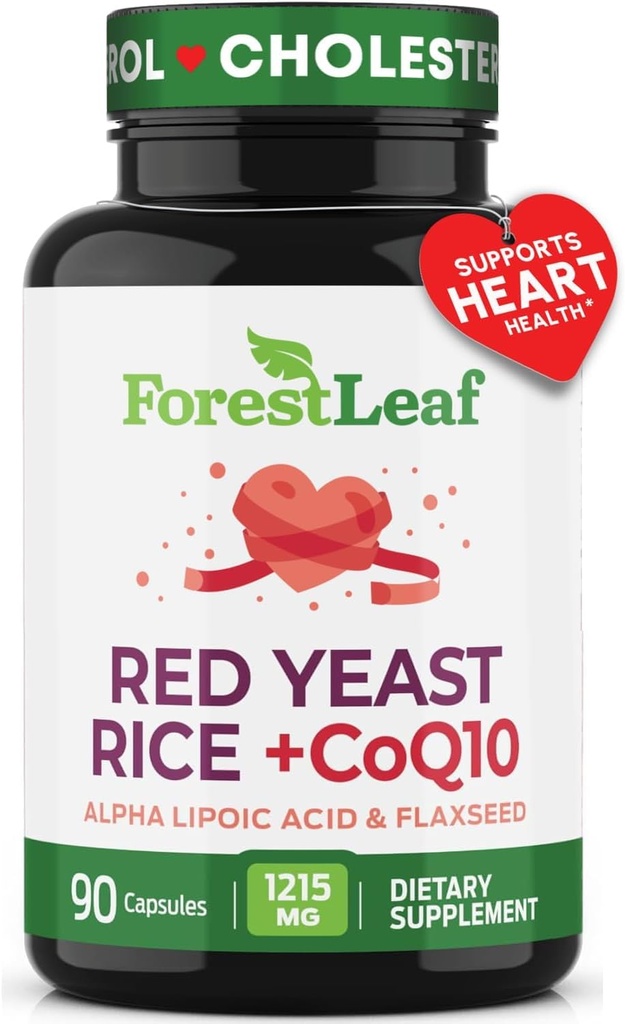 Red Yeast Rice 1215 mg. Capsules - Ekstra Kuvvetli Red Rice Yeast with CoQ10 Supplement, Plus Alpha Lipoic Acid & Organic Flaxseed, Citrinin Free, Supports Cardiovascular Health, Non-GMO 90 Ve Caps