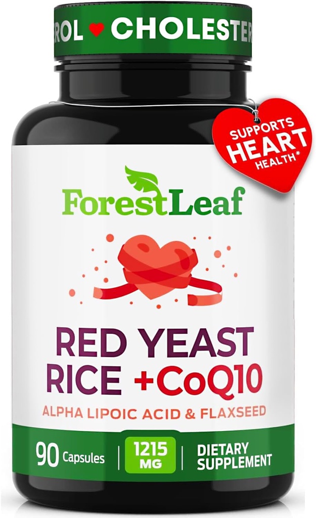Red Yeast Rice 1215 mg. Capsules - Ekstra Kuvvetli Red Rice Yeast with CoQ10 Supplement, Plus Alpha Lipoic Acid & Organic Flaxseed, Citrinin Free, Supports Cardiovascular Health, Non-GMO 90 Ve Caps