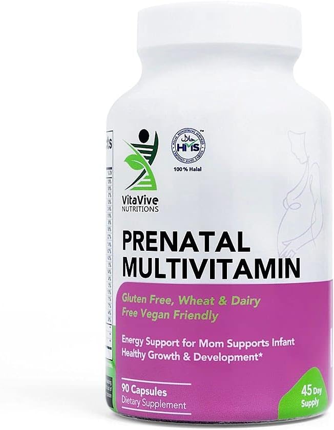 Prenatal Multivitaminler – 90 Capsules – Vitaminler ve Mineraller Anne ve Bebekleri Desteklemek – Gıda, Demir, C vitamini, Iodine ve More - Vegan, Halal - Gluten, Buğday, Süt Ücretsiz