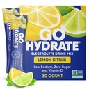 GoHydrate Instant Hydration Powder Packets - Low Sodium Electrolytes Drink Mix - Φυσική Ενυδάτωση Υποστήριξη, Ζάχαρη Δωρεάν Ηλεκτρόλυτη Γεύση Ποτό με Βιταμίνη D, 30 συσκευασίες, Λεμονί Εσπεριδοειδή