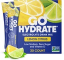 GoHydrate Instant Hydration Powder Packets - Low Sodium Electrolytes Drink Mix - Φυσική Ενυδάτωση Υποστήριξη, Ζάχαρη Δωρεάν Ηλεκτρόλυτη Γεύση Ποτό με Βιταμίνη D, 30 συσκευασίες, Λεμονί Εσπεριδοειδή