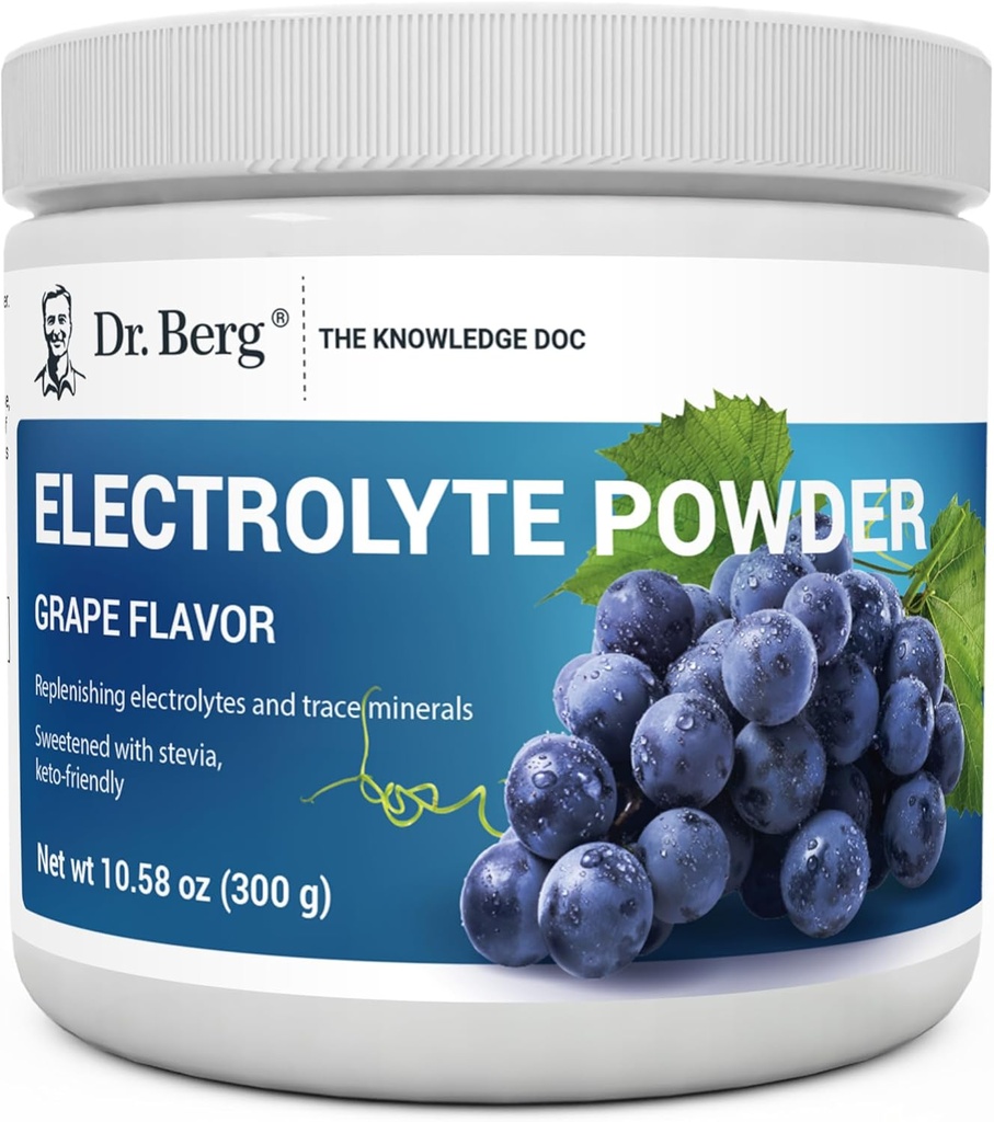 Dr. Berg Zero Sugar Hydration Keto Electrolyte Toz - Pids & Real Pink Himalaya Salt (NOT Table Salt) - Grape Flavor Hydration Drink Mix Supplement - 50 Hizmetler