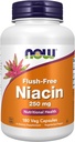 Şimdi Gıdalar Tamamlıyor, Niacin (Vitamin B-3) 250 mg, Flush-Free, Beslenme Sağlığı, 180 Veg Capsules