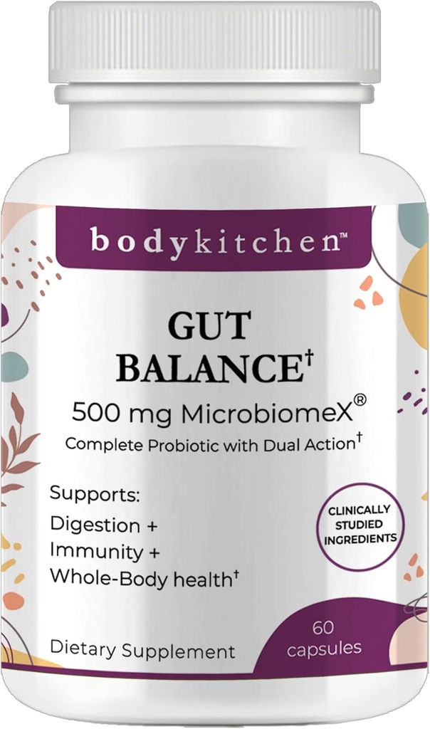 Body Kitchen Gut Balance Complete Probiyotik Supplement, Supports Digestion, Immunity and Whole Body Health, Klinik olarak Studied Malzemeler, ABD'de Veggie Caps, 60 Kont
