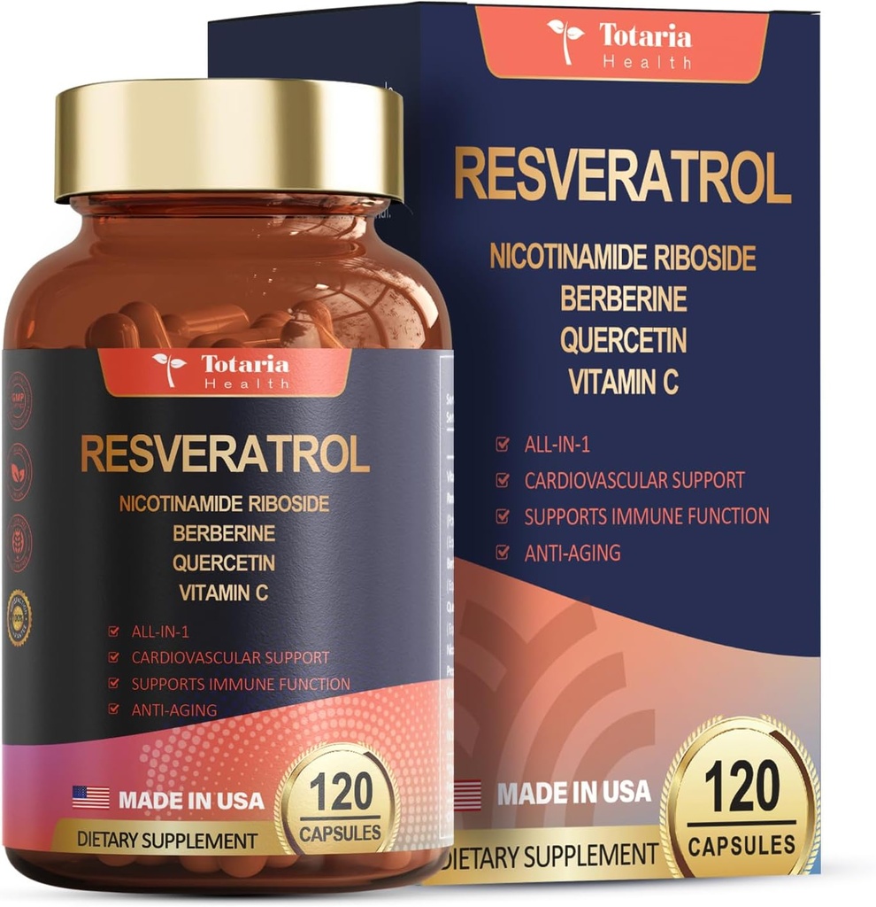 Resveratrol Ekstra Kuvveti Berberine Quercetin Yeşil Çay Üretme Grape Tohumu Polyol Antioksi Supplement Antioksi ve Kalp Sağlığı Desteği 120 Capsules