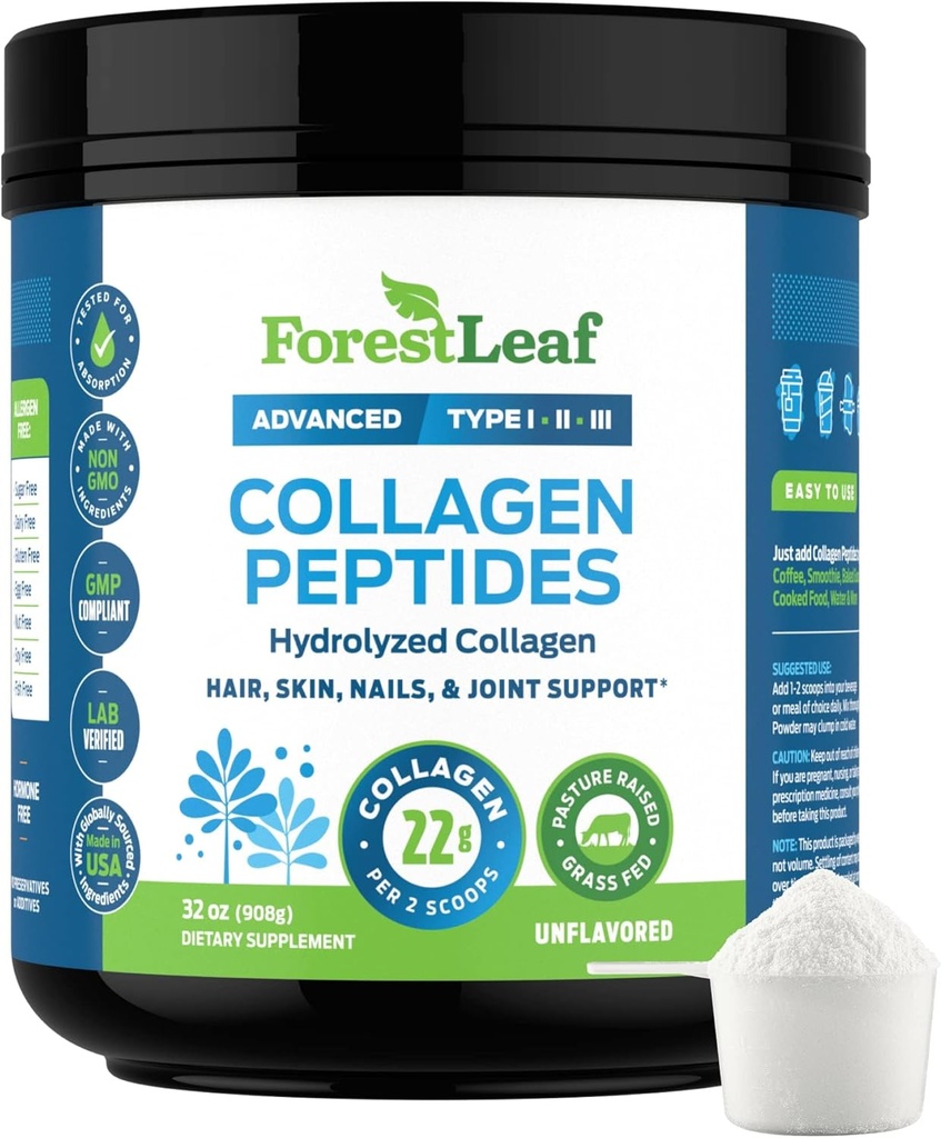 Collagen, Toz Unflavored - Hydrolyzed Collagen Protein Toz Tip 1, 2 & 3 - Grass Fed Keto Collagen Toz for Women & Men - Vital Hair, Skin, Nails, Commons, Recovery, 11g Per