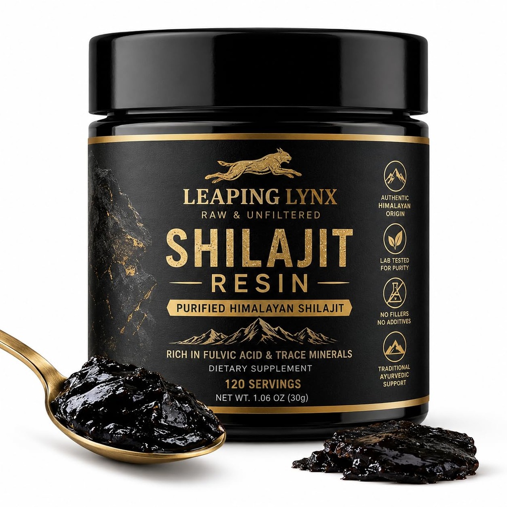 Himalayan Shilajit Resin 1,000 mg – 85+ Trace Minerals, Gold-Grade Organic Fulvic Acid | Alpine-Harvested, Sun-Dried & Lab-Purified | Energy, Vitality, Immune & Cardiovascular Support | Non-GMO