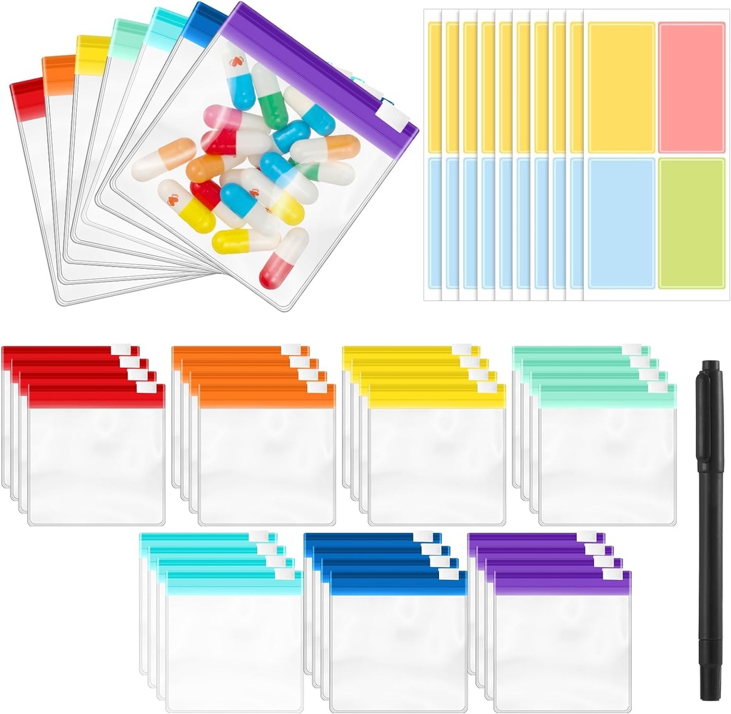 39 Adet Pill Pouchs, 28Pcs Small Pill Organize Pouches ile Seyahat Reusable için Pill Çantaları ve 10parçalı Tıp Organize Çantası