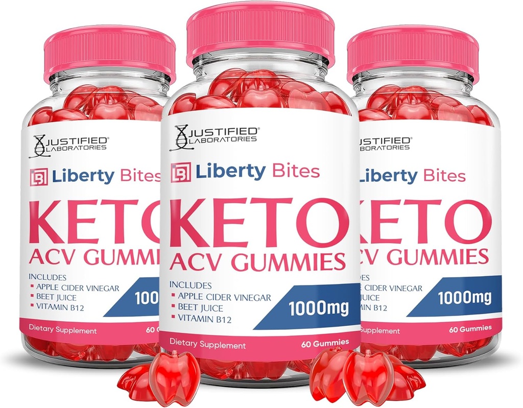 (3 Pack) Liberty Bites Keto ACV Gummies Advanced Formula 1000MG Libertybites Keto Gummies Apple Cider Vinegar Formulated with Roomegranate Beet Buice Powder B12 Vegan Non GMO 180 Gummys