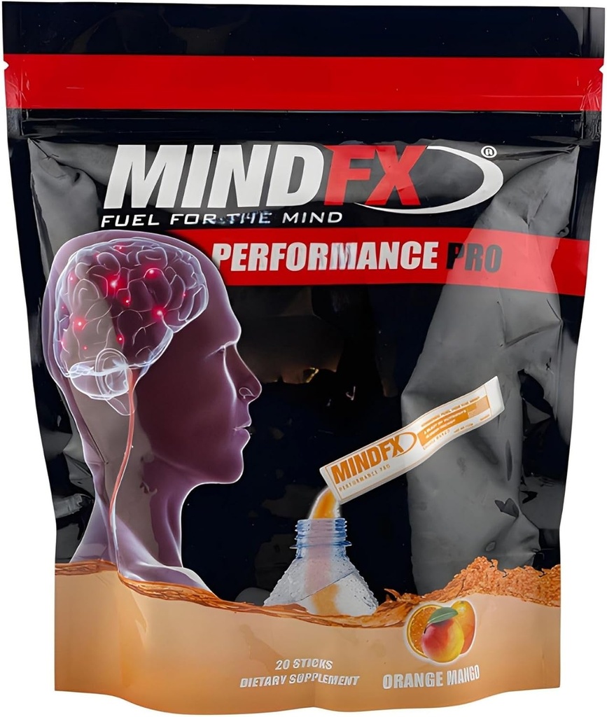 MindFX Performansı Pro Mix - Orange Mango | Beyin Destek Enerji Odak, Hafıza ve Bilişsel Sağlık | Nootropic Drink Mix with Natural Materialss - 20 çubuklar (Orange Mango Pro, 1)