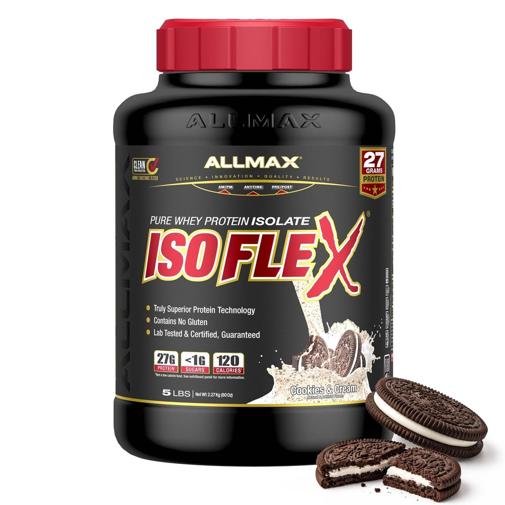 ALLMAX Beslenme - ISOFLEX Whey Protein Toz, Whey proteini, 27g protein, Kurabiyeler ve Krem, 5 Pound