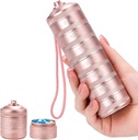 Metal Pill Organizer 7 Gün - Su Haftalık Seyahat Pill Box Günlük Pill Vakası 7 Karşılaştırmalı, Vitamin Tıp Supplements Fish Oil, Pink Tour