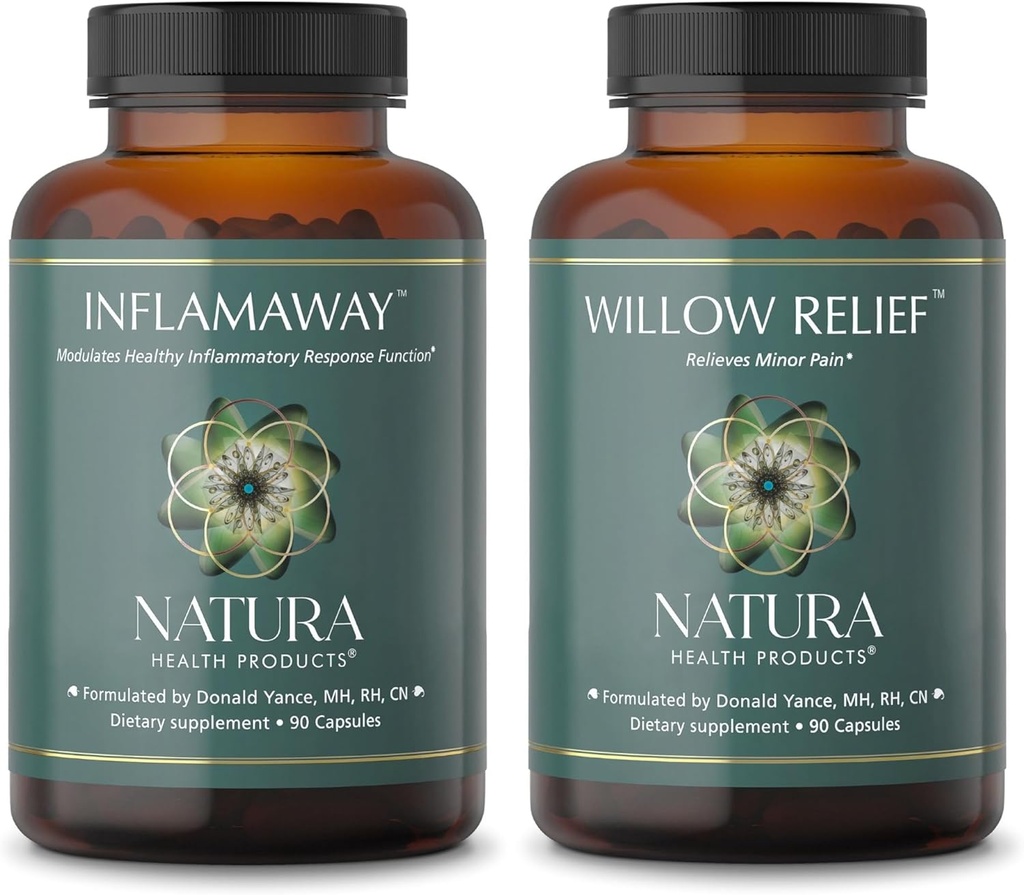 Natura Health Products InflamAway ve Willow Relief Supplement (1994) - Sağlıklı Bir Inflammatory Yanıtı - Geliştirilmiş Kas Rahatlama