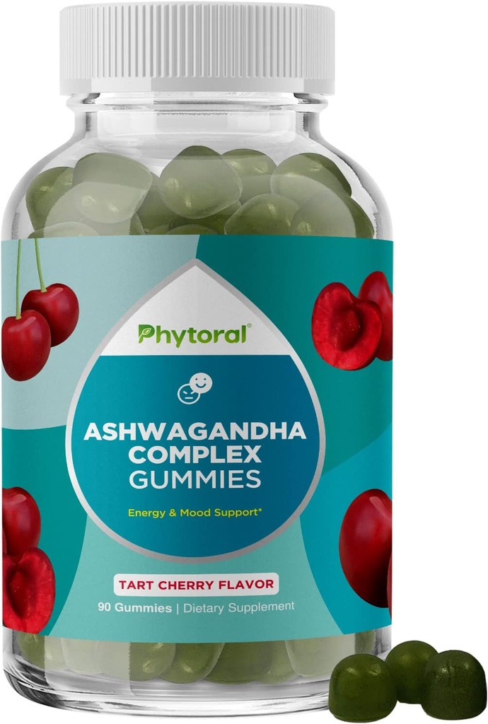 Erkekler ve Kadınlar için Calming Ashwagandha Gummies - 750 mg 30:1 Root Extract with çinko ve Vitamin D - Tasty Adaptogen Stress Gummies for Yetişkinler for Energy & Mood Support (90 hizmet)