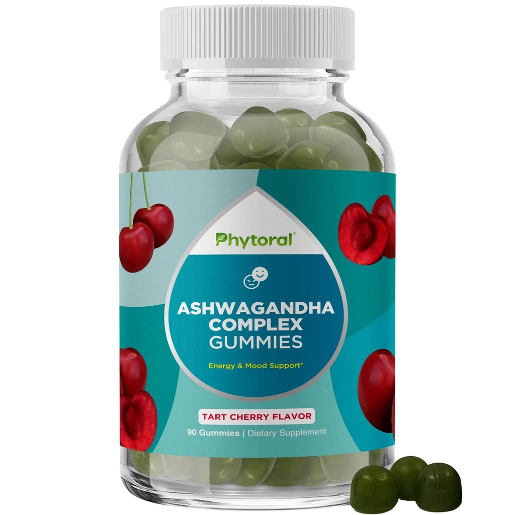 Erkekler ve Kadınlar için Calming Ashwagandha Gummies - 750 mg 30:1 Root Extract with çinko ve Vitamin D - Tasty Adaptogen Stress Gummies for Yetişkinler for Energy & Mood Support (90 hizmet)