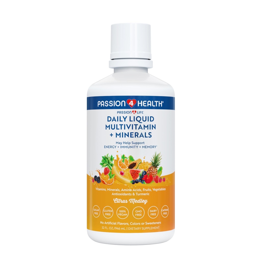 Passion 4 Life Daily Liquid Multivitamin + Minerals - Tüm Aile için 100'den fazla Premium Malzemeler - Trace Mineraller ve Tüm Çağlar için Türler