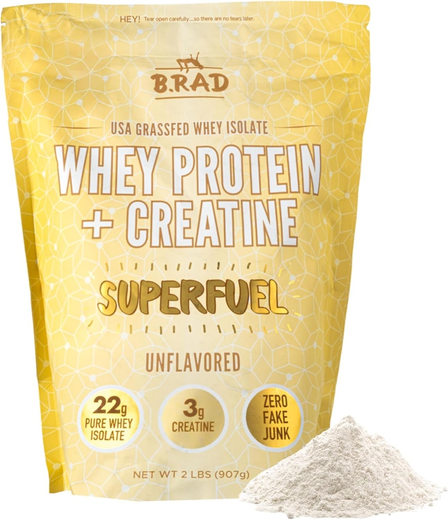 B.rad Superfuel - Grass Fed Whey proteini | Farm-Fresh, Easy-to-Digest, Clean Malzemeler | 2 Pounds | 100% ABD Kaynaklandı | Unflavored