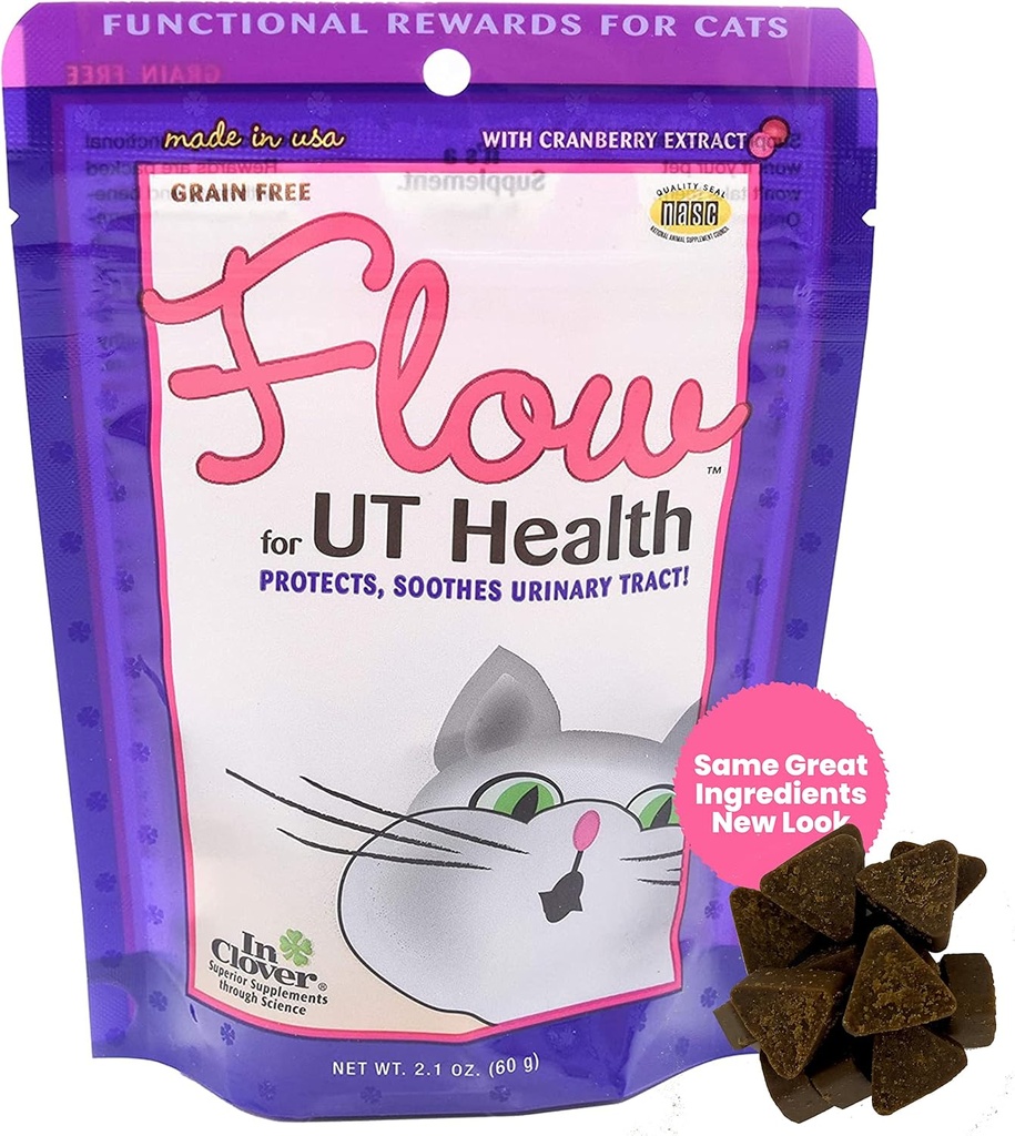 Στο Clover Flow Soft Chews για γάτες. Επιστημονικά σχεδιασμένα με φυσικά συστατικά για τη διατήρηση της ροής ούρων