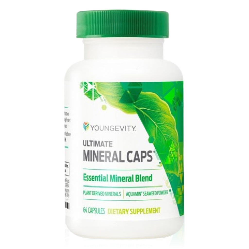 Youngevity Ultimate Mineral Caps™ - 70+ Essential Full Spectrum Trace Minerals - Nutrient-Dense, Derived from Humic & Aquamin Seaweed (64 Capsule) (Pack of 4)