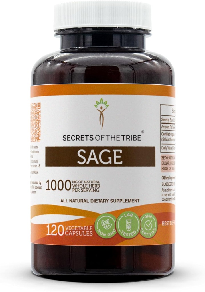 Tribe Sage 120 Capsules'in Sırları, 1000 mg, Sage (Salvia officinalis) s