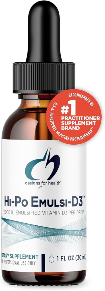 Σχέδια για την υγεία Hi-Po Emulsi Βιταμίνη D σταγόνες - Υγρή βιταμίνη D 2000 IU, Πολύ συμπυκνωμένη βιταμίνη D3 - Υγεία των οστών + ανοσοποιητικό συμπλήρωμα υποστήριξης - 2000 IU ανά σταγόνα (1000 σερβιέτες / 1 ουγγιά)