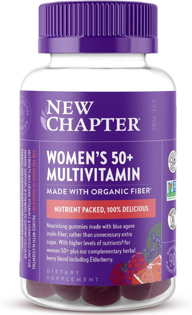 Yeni Bölüm Kadınları 50+ Çokvitamin Gummies – 52% Daha Az Şeker, Kadınların C vitamini, B Vitamins & çinko, Non-GMO, Gluten Free, Berry Citrus Flavored, 90 ct