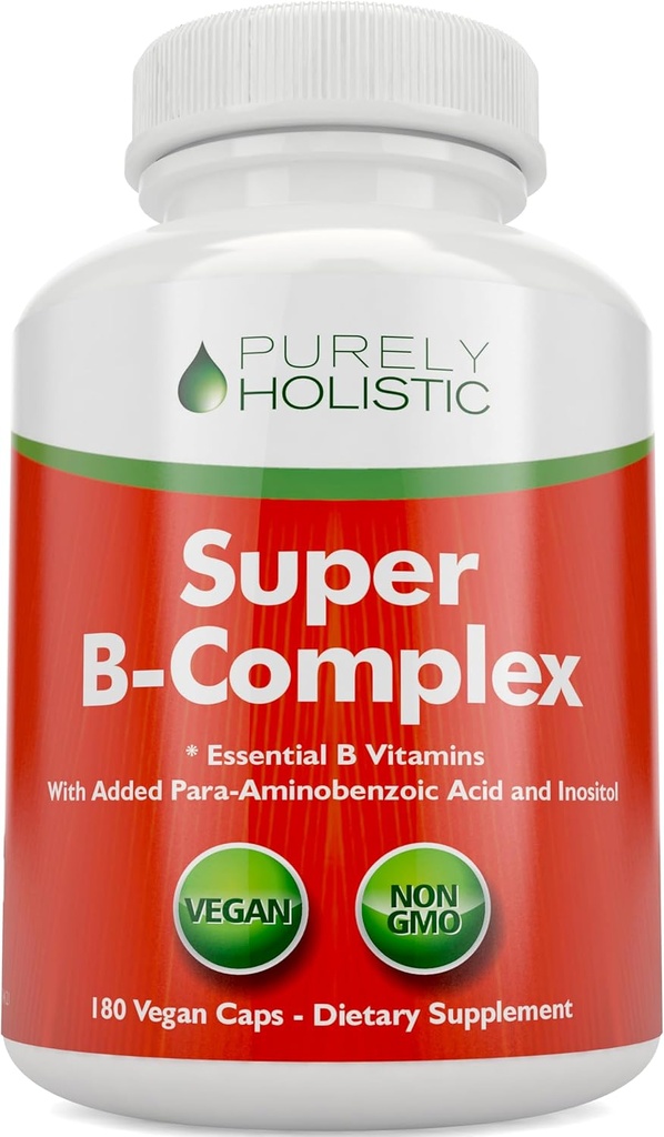 B Kompleks - 8 Super B Kompleks Vitaminleri Choline & Inositol, Vitamins B1, B2, B3, B5, B6, B8, B9 & B12 - B100 Kompleksi - 180 Vegan Capsules - 6 Ay Supply - ABD'de Made
