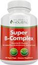 B Kompleks - 8 Super B Kompleks Vitaminleri Choline & Inositol, Vitamins B1, B2, B3, B5, B6, B8, B9 & B12 - B100 Kompleksi - 180 Vegan Capsules - 6 Ay Supply - ABD'de Made