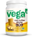 Vega Nut Butter Shake, Peanut Butter & Banana - Vegan Protein Powder, 20g Protein, Real Food Ingredients, No Added Sugar, 1.39 lbs