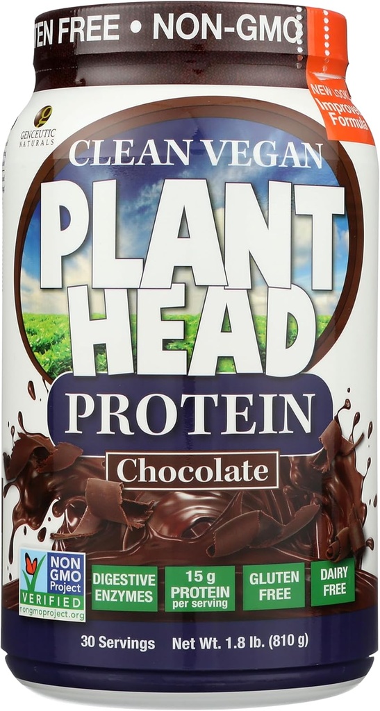Genceutic Naturals Plant Head Protein Diyeter Supplement, Chocolate, 1.8 Pounds