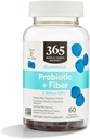 365 από Whole Foods Market, Probiotic + Fiber Gummies 2 Δισεκατομμύρια CFU, Natural Blue Raspberry Flavor, 60 ct