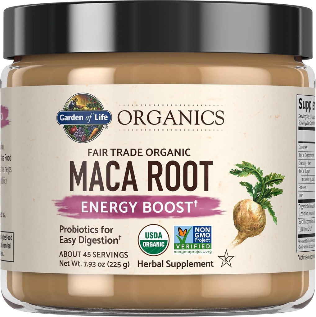 Life Organics Fair Trade Gelatinized Peruvian Maca Root Energy Boost 7.93 oz (225g) Toz Probiyotikler, sertifikalı Organik, Non-GMO, Vegan & Gluten Free Herbal Supplements