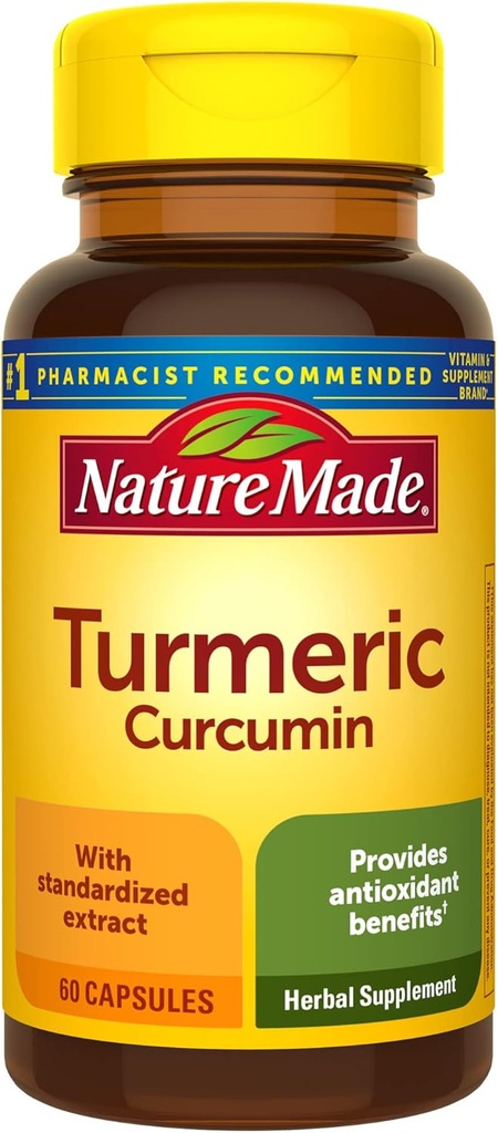 Doğa Made Turmeric Curcumin 500 mg, Antioksit Desteği için Herbal Supplement, 60 Capsules, 60 Day Supply