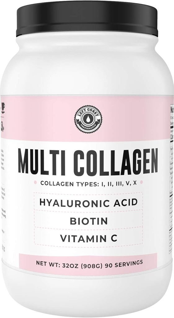 Biotin, Hyaluronic asit, C (2lb Değer Boyutu) | Hydrolyzed Collagen Supplement (Types I, II, III, V, X). Saç, Cilt, Kadınlar için Nail, Erkekler