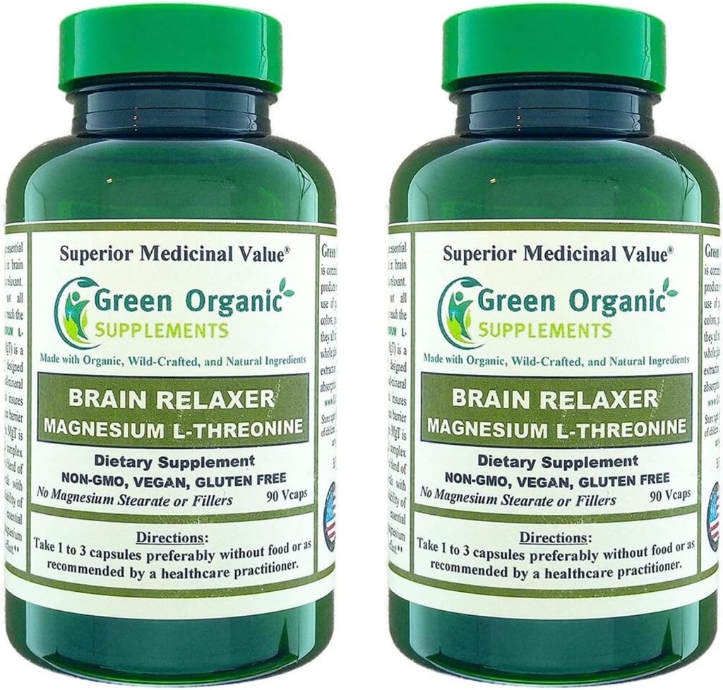 Green Organic Supplements Magnezyum L-Threonine 90 VCaps (Pack of 2)