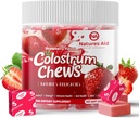 Colostrum Chews Supplement with probiyotiks for Gut Health, Bloating, Immune Support, Skin, Saç Büyüme ve Güzellik - Strawberry Flavor (60 Hizmet)