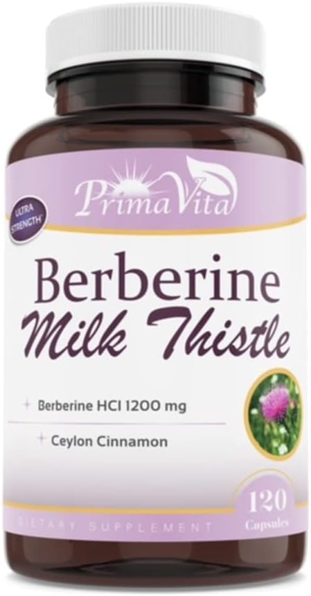 Βερβερίνη HCL 1200mg με Γαϊδουράγκαθο Γάλατος και Κεϋλάνη Κανέλα, Ampk Μεταβολικός ενεργοποιητής, Υγιές ανοσοποιητικό σύστημα και Γαστρεντερική ευεξία, 40 Σερβιέτες, 120 κάψουλες λαχανικών