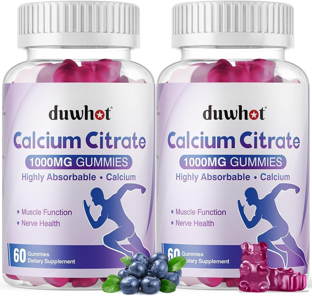 Citrate Gummies ασβεστίου, Μασώμενο Citrate ασβεστίου 1000mg για υποστήριξη οστών, μυών και ανοσοποιητικών, Ultimate Απορρόφηση Συμπληρώματα ασβεστίου για γυναίκες & άνδρες, βατόμουρο,120 μάσημα