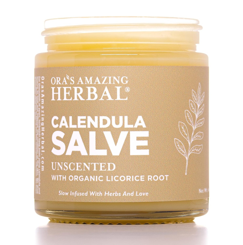 Calendula Salve, Calendula Cream, Çizim Salve, Calendula Ointment, Ora'nın Şaşırtıcı Herbal, Coconut Free Salve Organik Calendula ve Licorice Root, 4 ozz