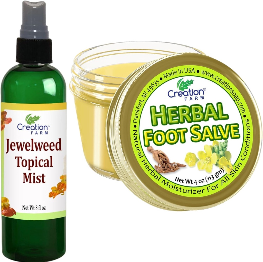 Jewelweed Topical Mist 8 Oz ve Herbal Foot Salve 4 Oz - Itch için çözümleri her gün zevk almak için Easier'i