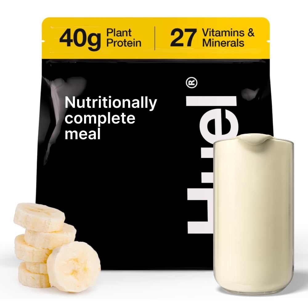 Huel Black Edition | Banana 40g Vegan protein Toz | Beslenmesel Tamam Meal | 27 Vitamin ve Mineral, Gluten Free | 17 Hizmetler | Scoop plastikleri azaltmak için dahil edilmedi