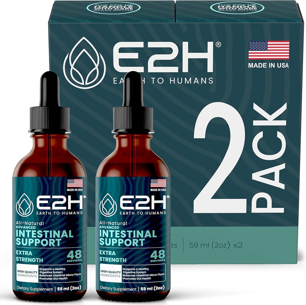 E2H Advanced Intestinal Support - Gut Health and Digestive System - Wormwood ve Black Walnut Ekstraksiyon - Non-GMO, Vegan - (2 Şişe)