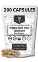 Organik Gelatinized Black Maca – 3X Güçlü 200 Capsules for Men & Women, Natural Energy Supplement for Focus, Performance, Stamina & Endurance, Mood Advancedment ve Stability, mental Clarity 1000mg