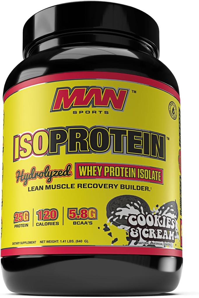 MAN Sports New Flavor ISO-Protein Hydrolyzed 100% Pure Whey Protein Isolate Toz, Kurabiyeler ve Krem, 1.42 Pounds (20 Days Supply)