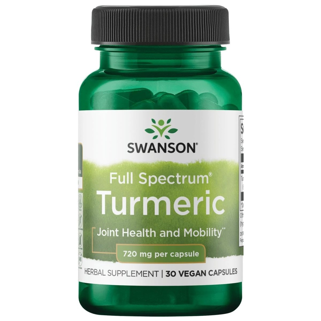 Swanson Full Spectrum Turmeric (Κουρκουμίνη) - Κοινή υγεία, πέψη, καρδιακή υγεία & συμπλήρωμα υποστήριξης ήπατος - Curcuma Longa Formula Προώθηση υποστήριξης μνήμης - (240 κάψουλες) 2 Πακέτο