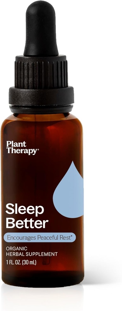 Plant Therapy Organic Sleep Better Tincture 30 mL (1 oz) Supports Relaxation & Sleep, Calm a Busy Mind, Chamomile, Lemon Balm & Valerian Extracts