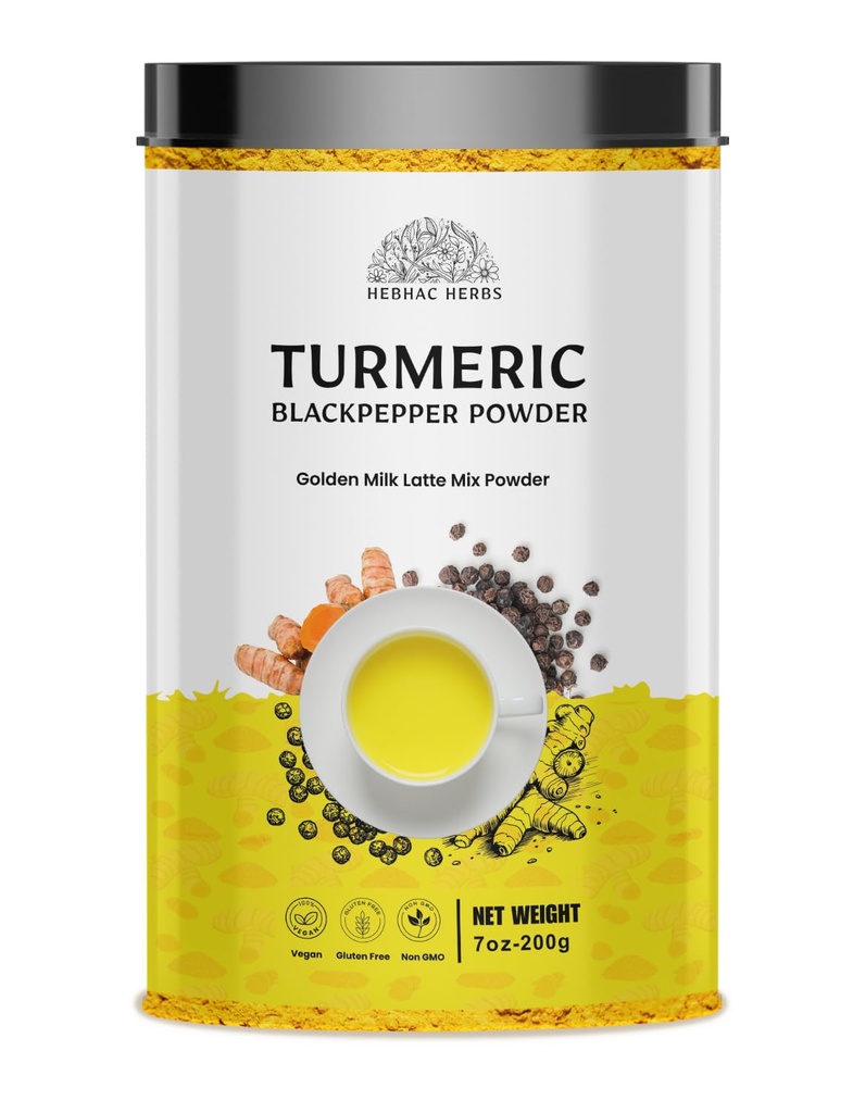 Turmeric Curcumin Toz Black Pepper - Turmeric Latte Mix with Turmeric Curcumin, Black Pepper - Golden Milk Instant Mix Toz