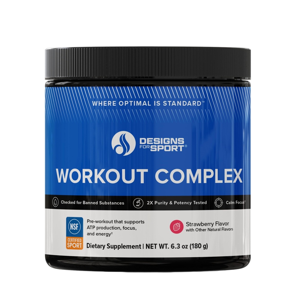 Designs for Sport Workout Complex - NSF Certified for Sport Pre Workout Powder - L-tyrosine, Acetyl L-Carnitine, Creatine & Caffeine to Support Procession Recovery, Energy and Focus (6.3 oz)